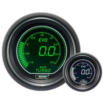 Pression Turbo Prosport Manomètre 52mm - EVO - Blanc/Vert