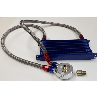 Oil cooler kit with sandwich plate and hoses
