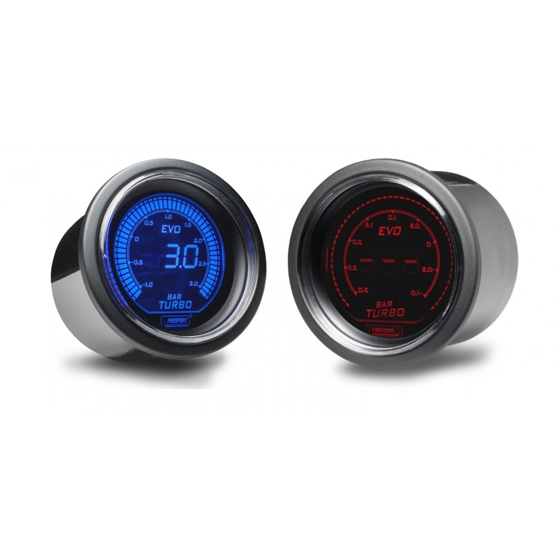 Pression Turbo Prosport Manomètre 52mm - EVO - Bleu/Rouge Pression Turbo Prosport Manomètre 52mm - EVO - Bleu/Rouge